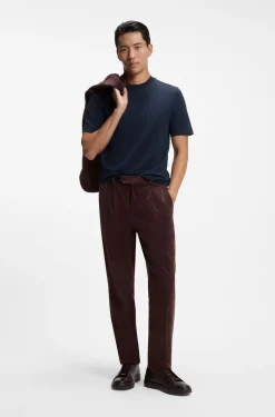 Windowpane-check T-shirt in a cotton and silk blend