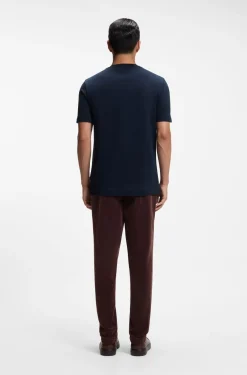 Windowpane-check T-shirt in a cotton and silk blend