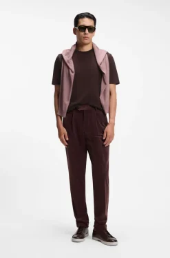 Windowpane-check T-shirt in a cotton and silk blend