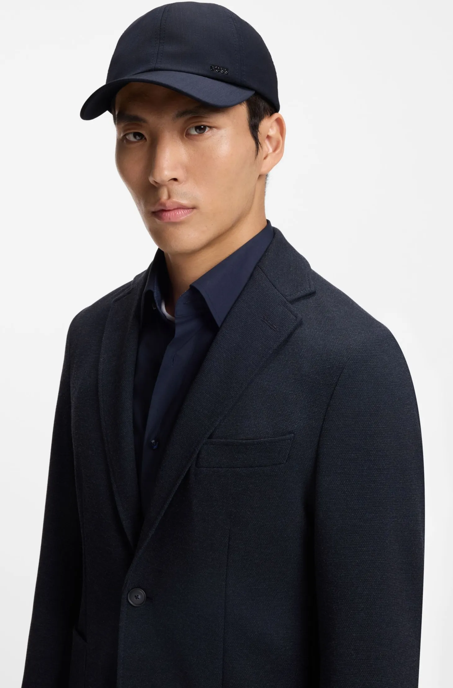 Wool-blend cap with logo lettering