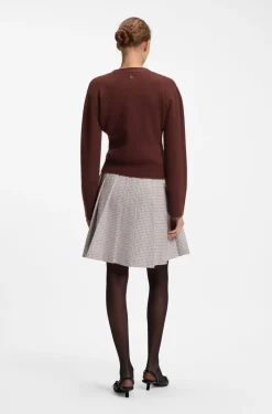 Wool-blend cardigan with logo rivet