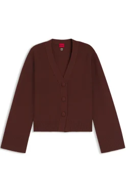 Wool-blend cardigan with logo rivet