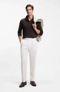 Wool-blend polo shirt with Johnny collar