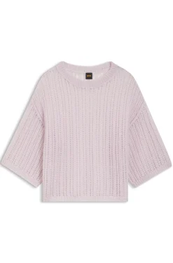 Wool-blend sweater with open knit