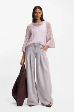 Wool-blend sweater with open knit