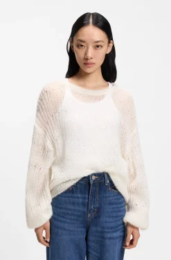 Wool-blend sweater with open knit