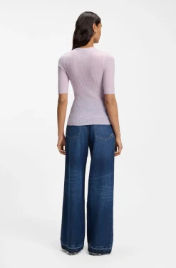 Wool-blend sweater with ribbed knit