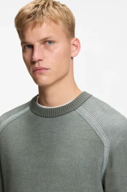 Wool-blend sweater with ribbed knit