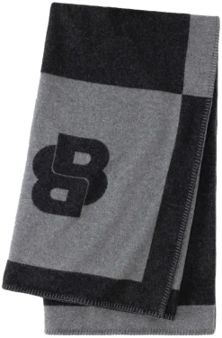 Wool-blend throw with Double B monogram