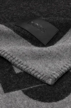 Wool-blend throw with Double B monogram
