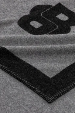 Wool-blend throw with Double B monogram