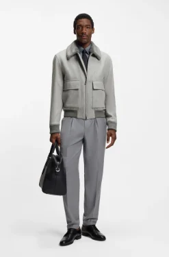 Wool-cashmere coat with faux-fur collar