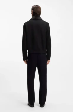Wool-cashmere coat with faux-fur collar
