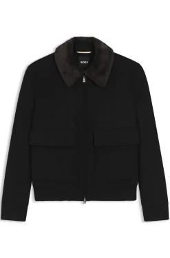 Wool-cashmere coat with faux-fur collar