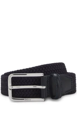 Woven belt with leather facings