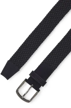 Woven belt with leather trims
