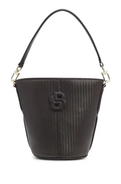 Woven-effect bucket bag with Double B monogram