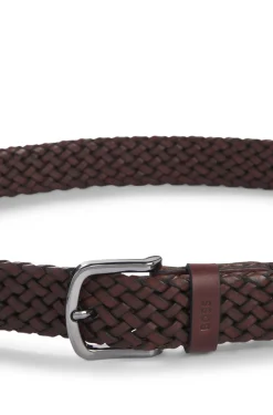 Woven leather belt