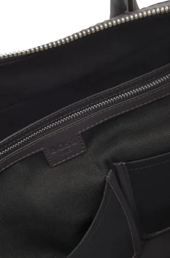 Woven-leather holdall with silver-tone logo