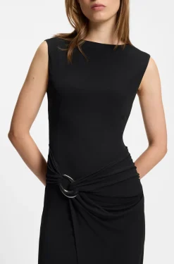 Wrap-effect dress with buckle detail