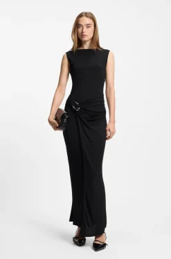 Wrap-effect dress with buckle detail