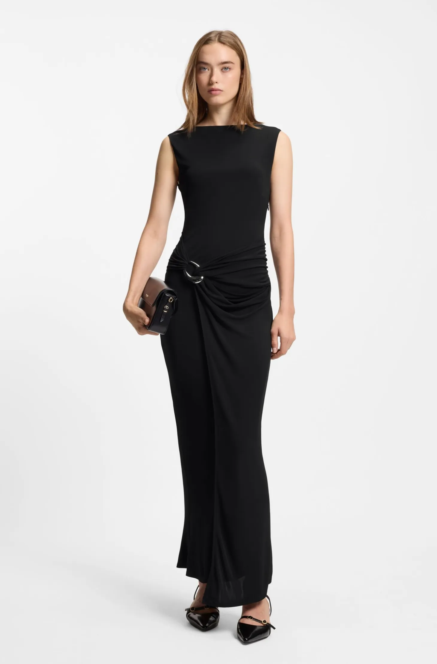 Wrap-effect dress with buckle detail