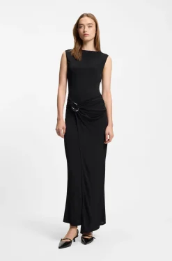 Wrap-effect dress with buckle detail