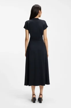 Wrap-front dress in stretch fabric