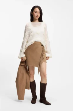 Wrap mini skirt with fringing