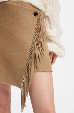 Wrap mini skirt with fringing