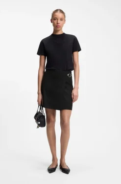 Wrap mini skirt with metal carabiner