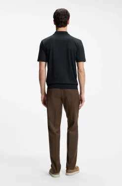 Zip-neck polo shirt in cotton and silk