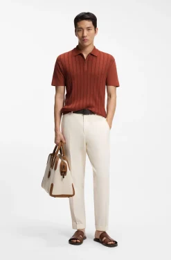 Zip-neck polo shirt in cotton and silk