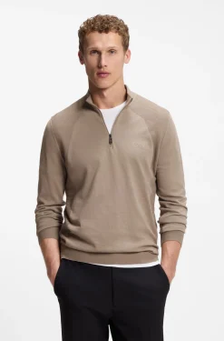 Zip-neck sweater in a cotton blend