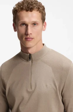 Zip-neck sweater in a cotton blend