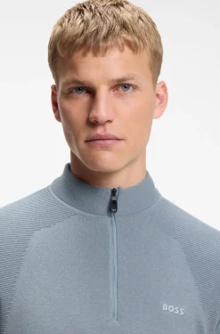 Zip-neck sweater in a cotton blend