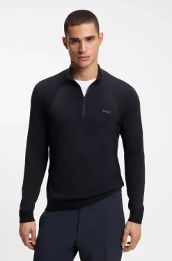Zip-neck sweater in a cotton blend