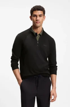 Zip-neck sweater in a cotton blend