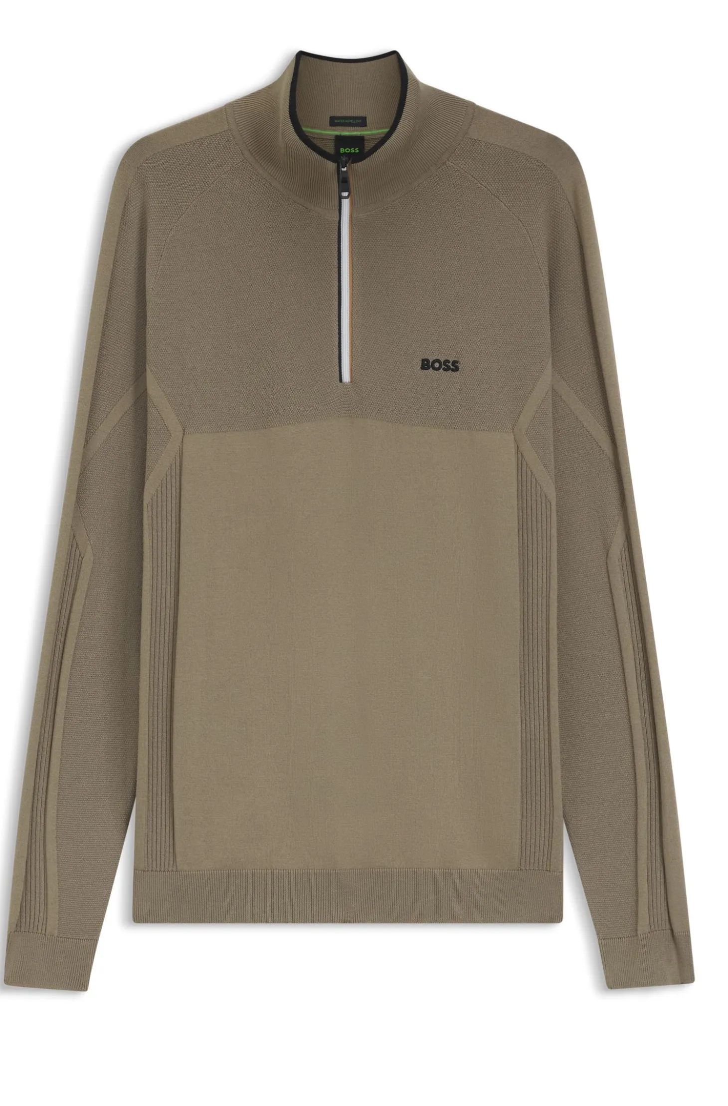 Zip-neck sweater in a mixed-knit cotton blend