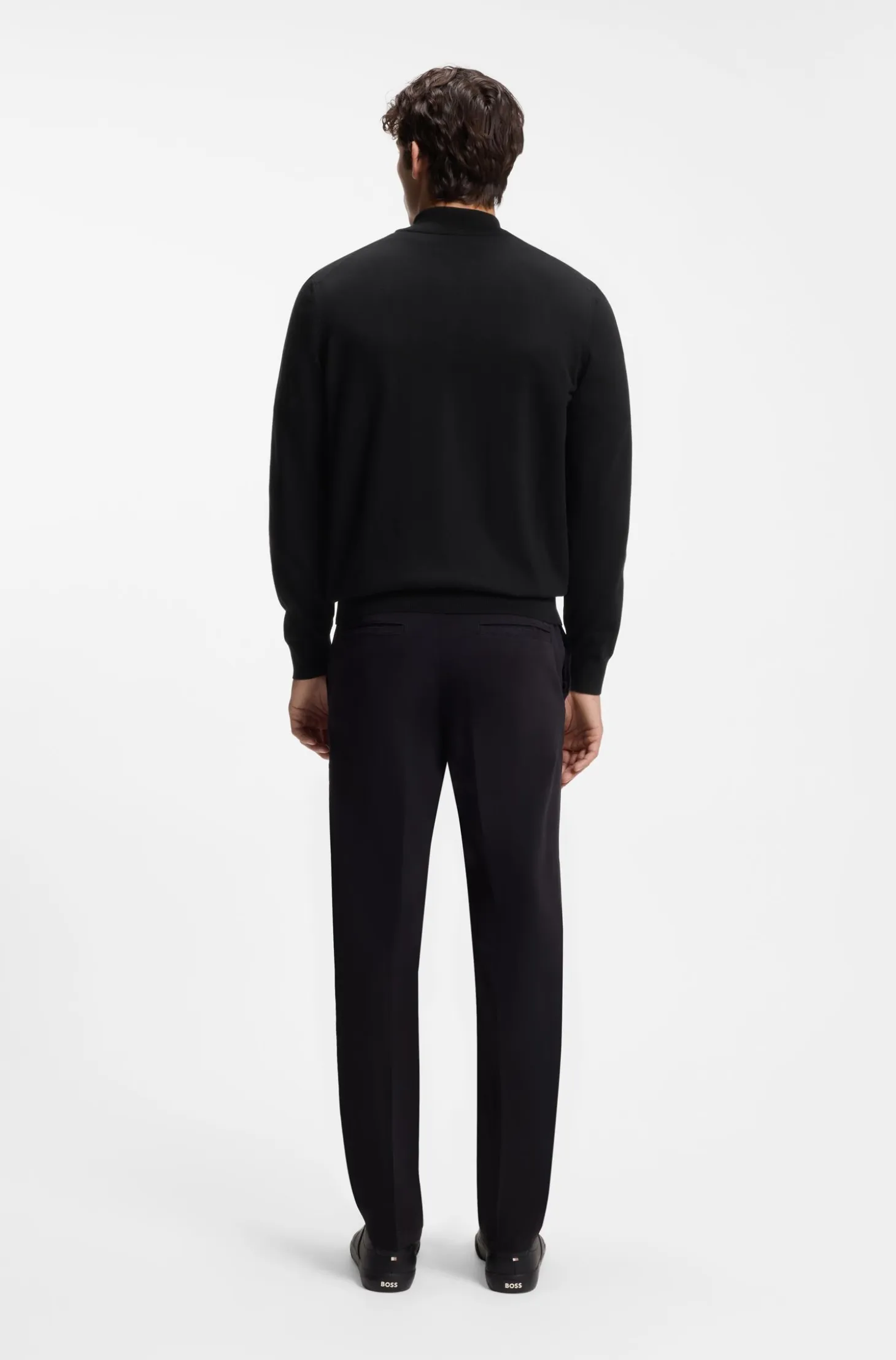 Zip-neck sweater in cotton with logo embroidery