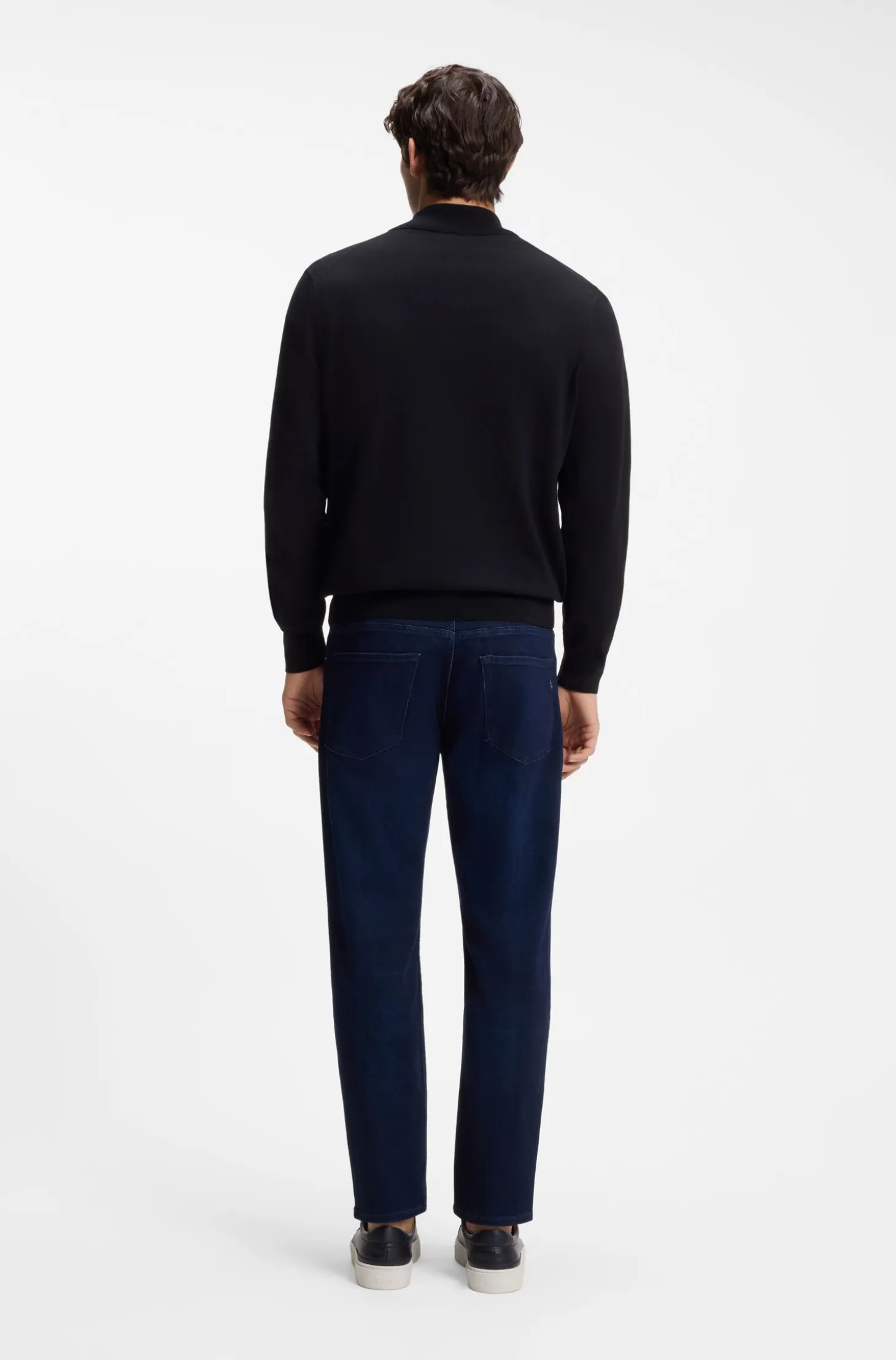 Zip-neck sweater in cotton with logo embroidery