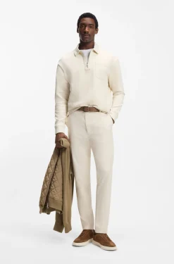 Zip-neck sweatshirt in a peached cotton blend