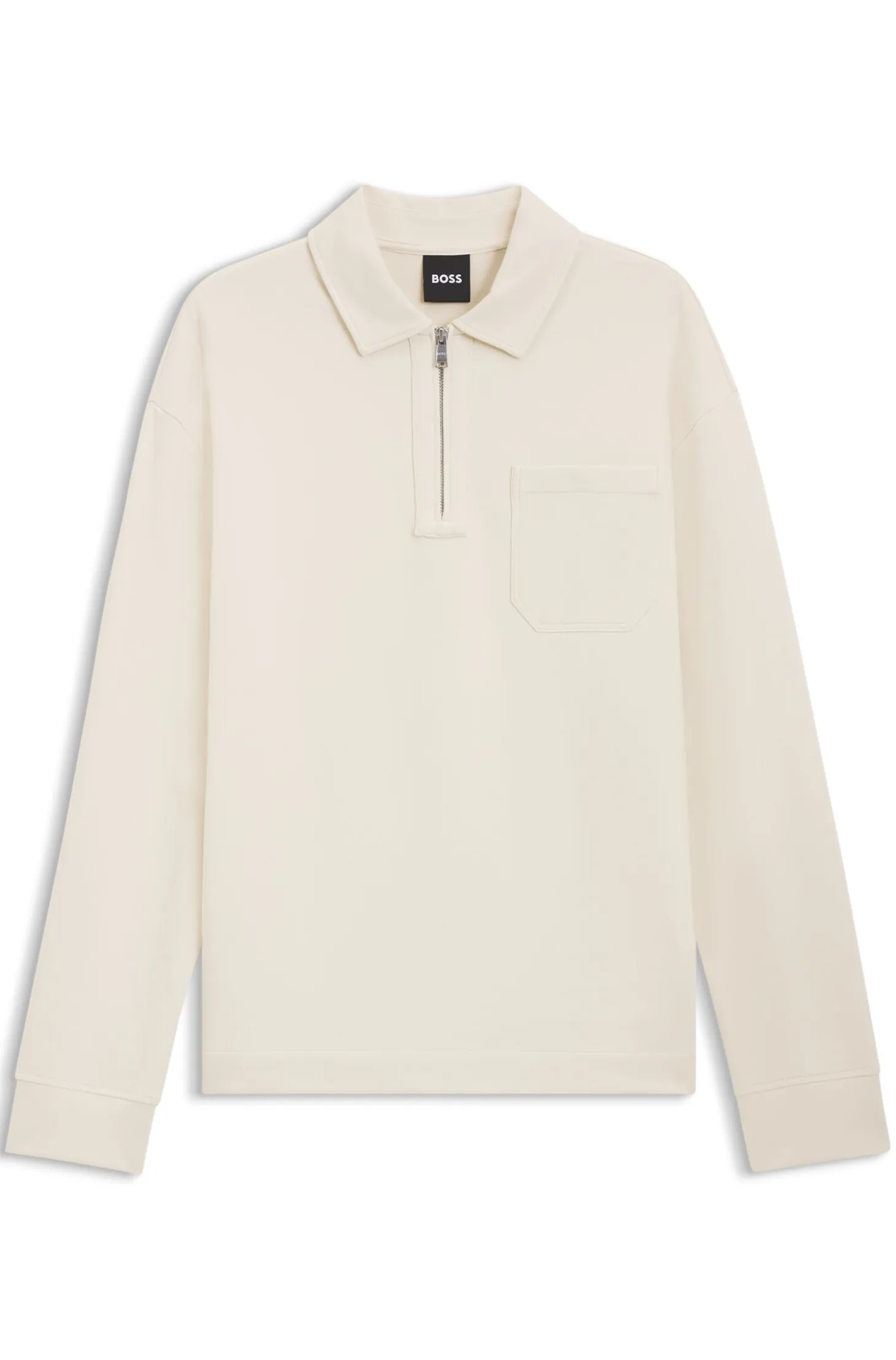 Zip-neck sweatshirt in a peached cotton blend