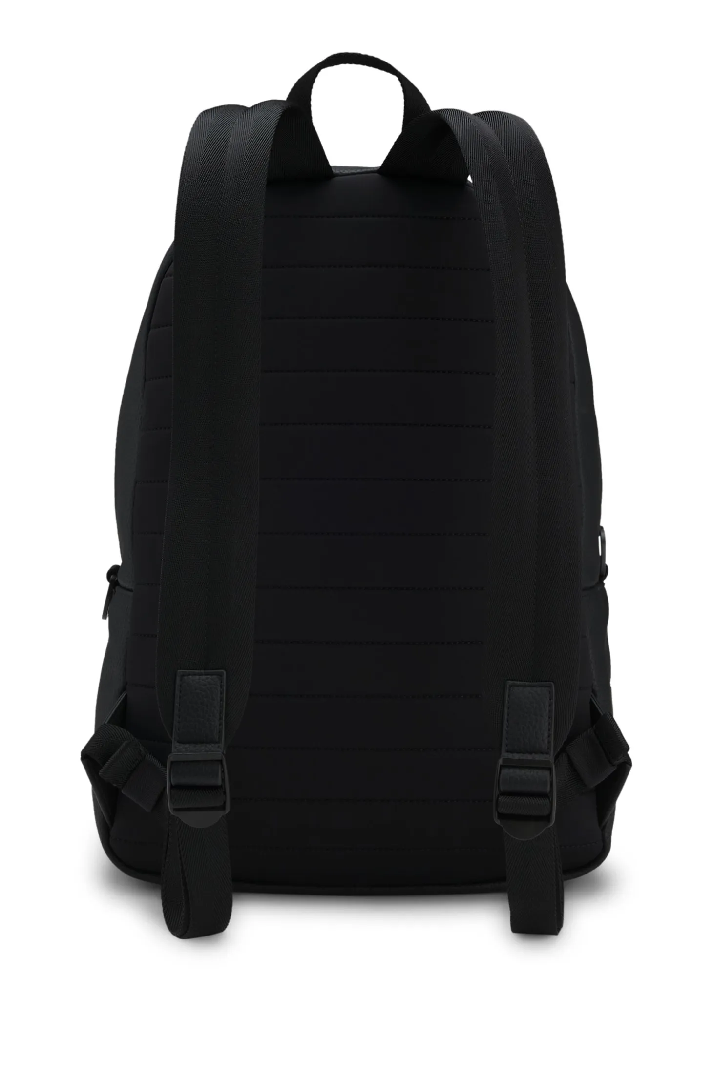 Zipped backpack with rubber logo patch