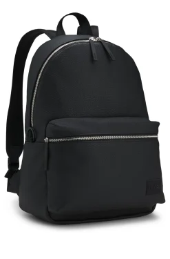 Zipped backpack with rubber logo patch