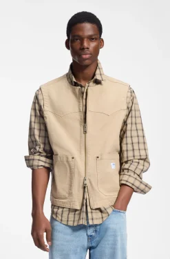 Zipped gilet in stretch-cotton canvas