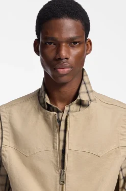 Zipped gilet in stretch-cotton canvas