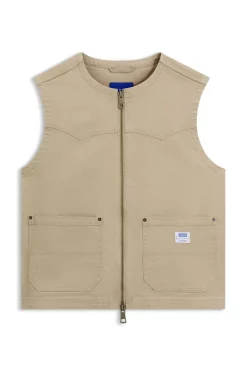 Zipped gilet in stretch-cotton canvas