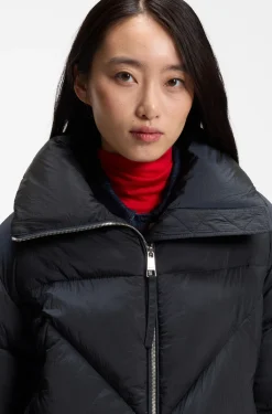 Zipped puffer jacket in lustrous fabric