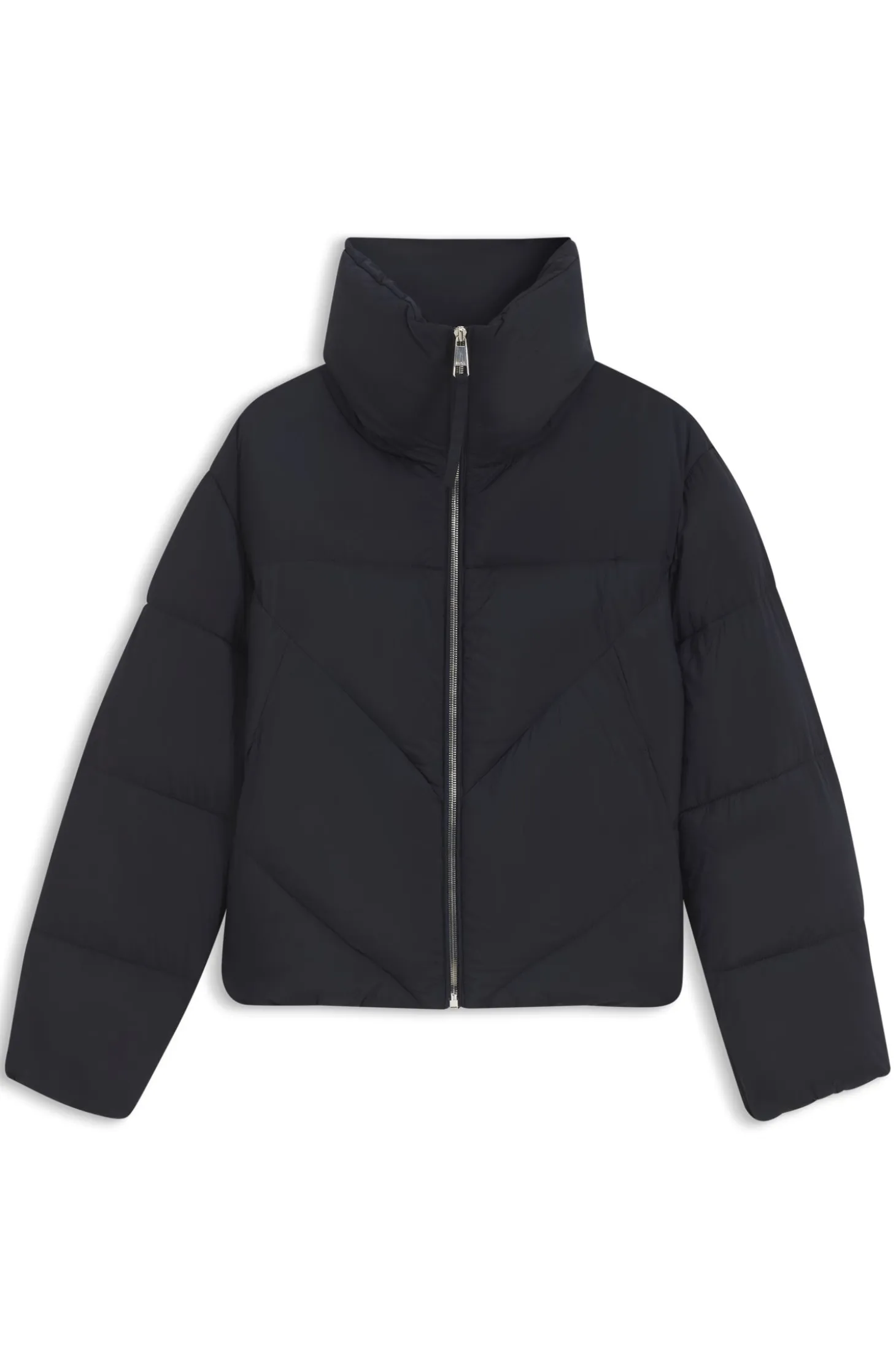 Zipped puffer jacket in lustrous fabric